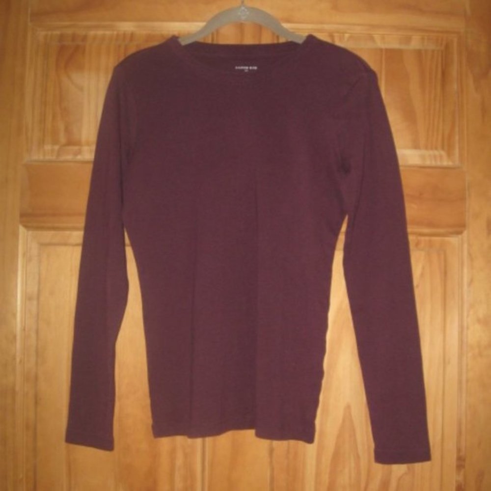 Land's End Burgundy Cotton Long Sleeve Top